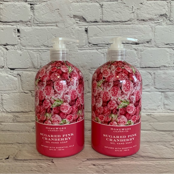 😍 HOMEWORX By Slatkin & Co. SUGARED PINK CRAMBERRY Gel 🖐️ Soap✖️2️⃣ - Picture 1 of 1